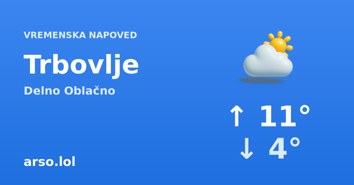 Vreme Trbovlje – ARSO vremenska postaja: trenutna temperatura in napoved